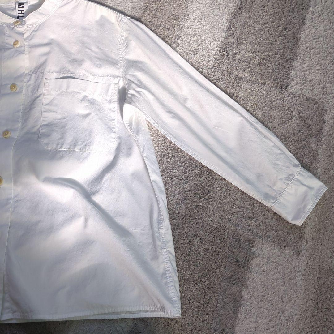 マーガレットハウエル MHL.■バンドカラーシャツ オフホワイト スタンド