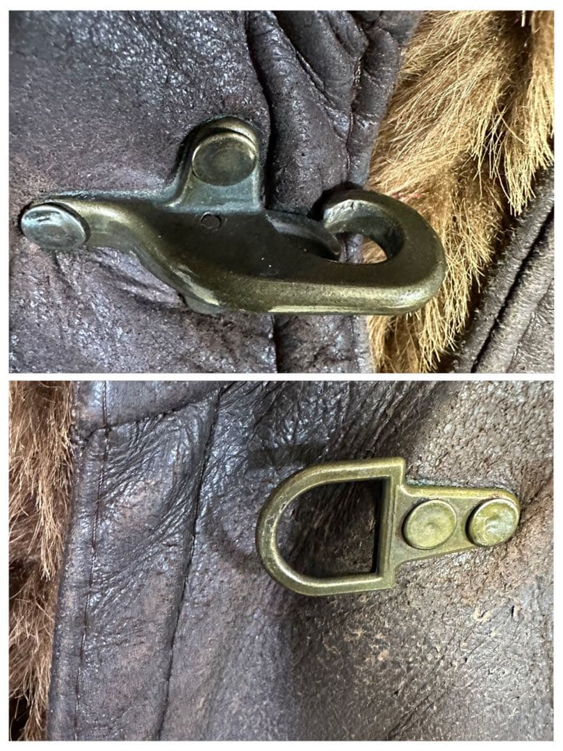 【ムートンコート☆ファイヤーマンジャケット】本革☆フード脱着可能☆XL ブラウン