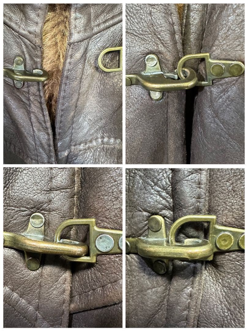 【ムートンコート☆ファイヤーマンジャケット】本革☆フード脱着可能☆XL ブラウン