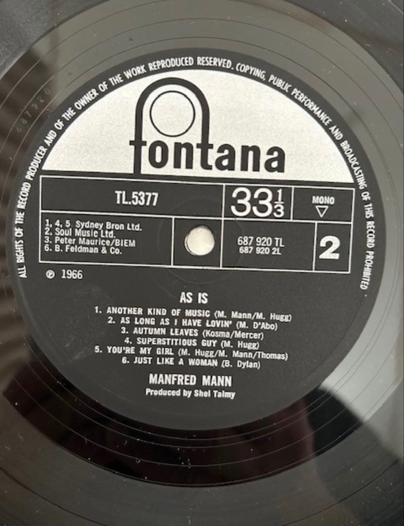MANFRED MANN AS IS 英国 MONO盤