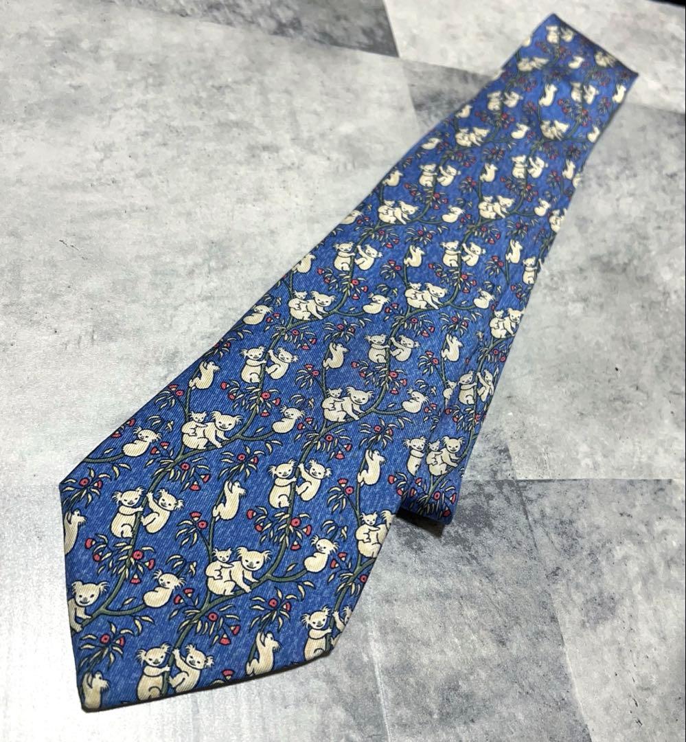美品 HERMES ネクタイ コアラ 総柄
