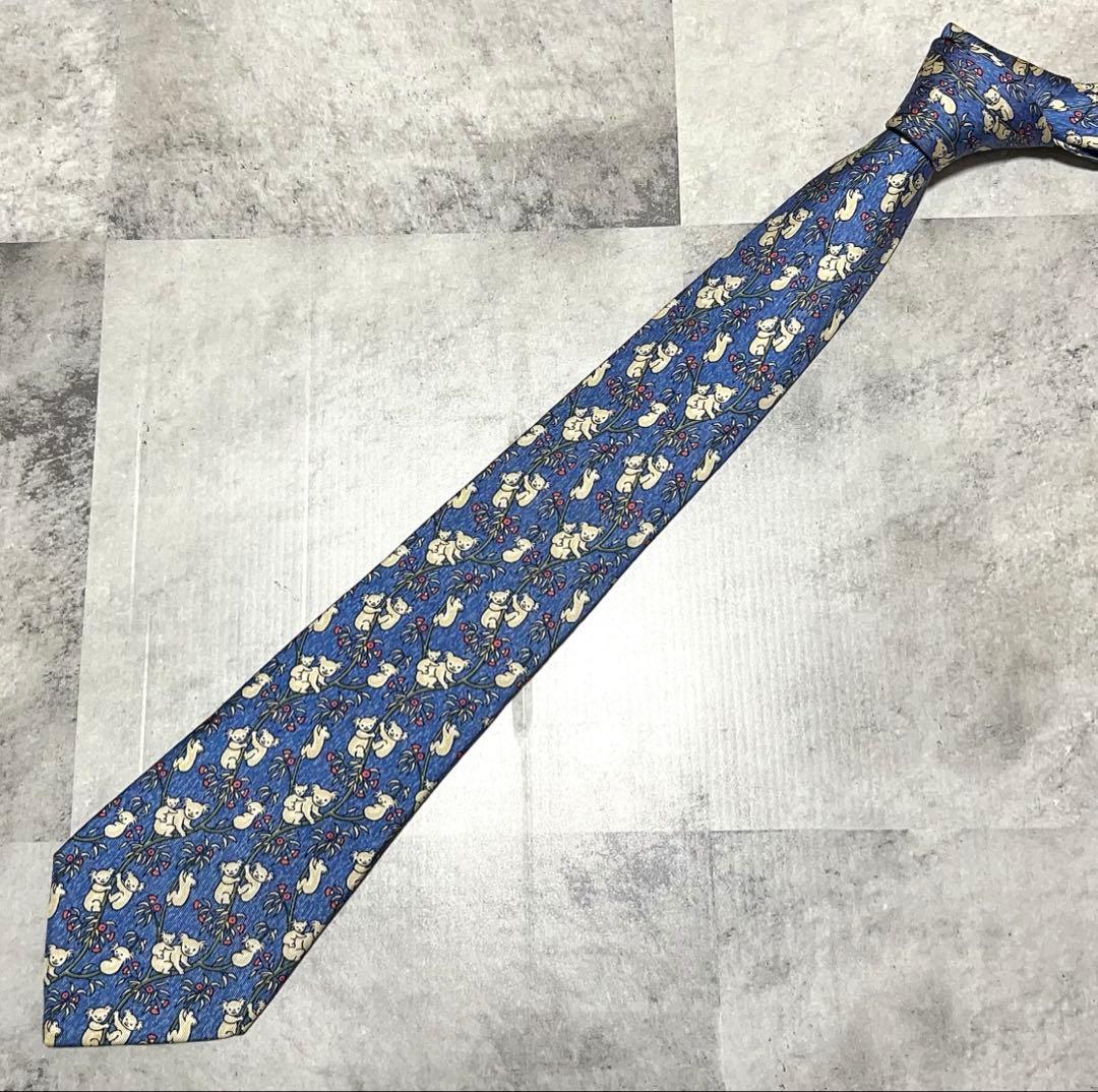 美品 HERMES ネクタイ コアラ 総柄