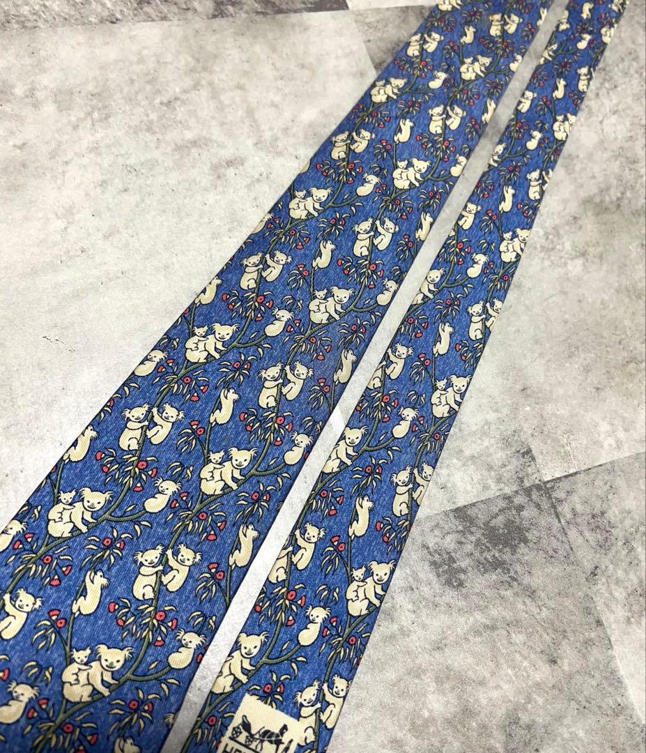 美品 HERMES ネクタイ コアラ 総柄