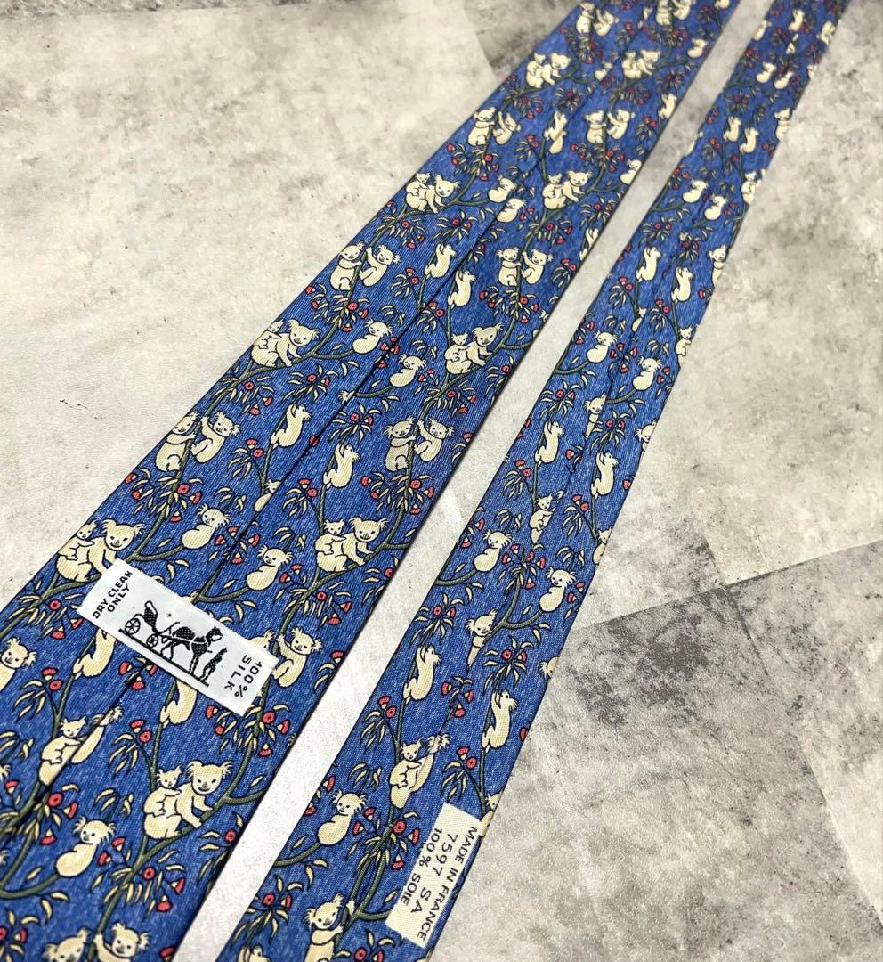 美品 HERMES ネクタイ コアラ 総柄