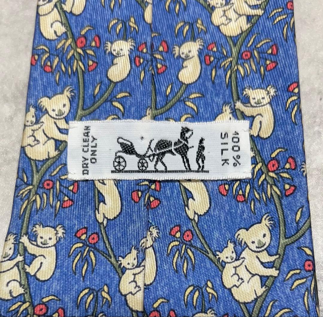 美品 HERMES ネクタイ コアラ 総柄