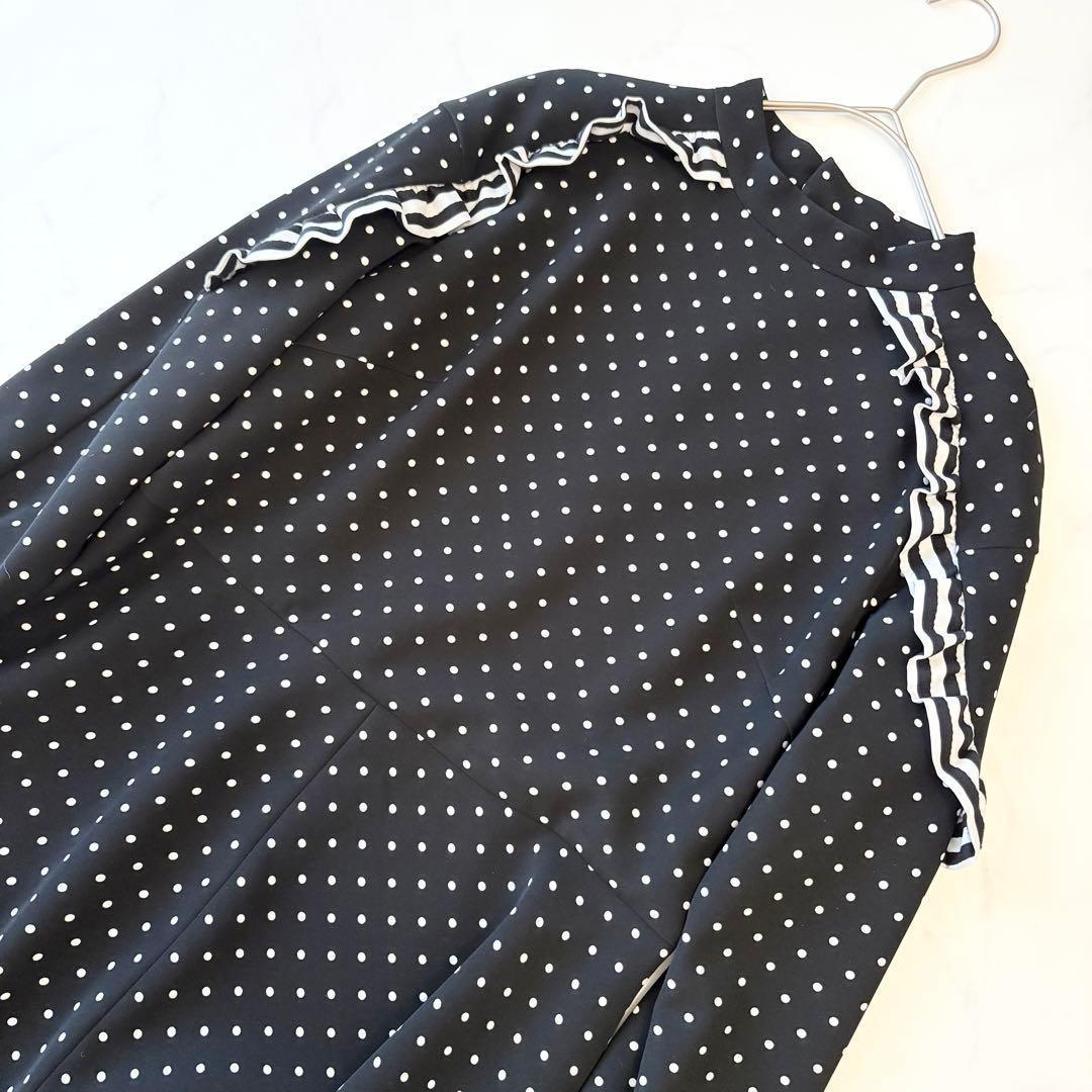 ボーダーズアットバルコニー ワンピース ドット フリル 極美品✨36 ロング