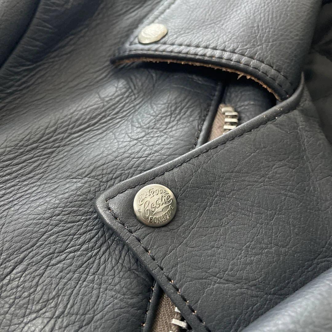 COOTIE ダブルライダースジャケット Lサイズ ダークブルー