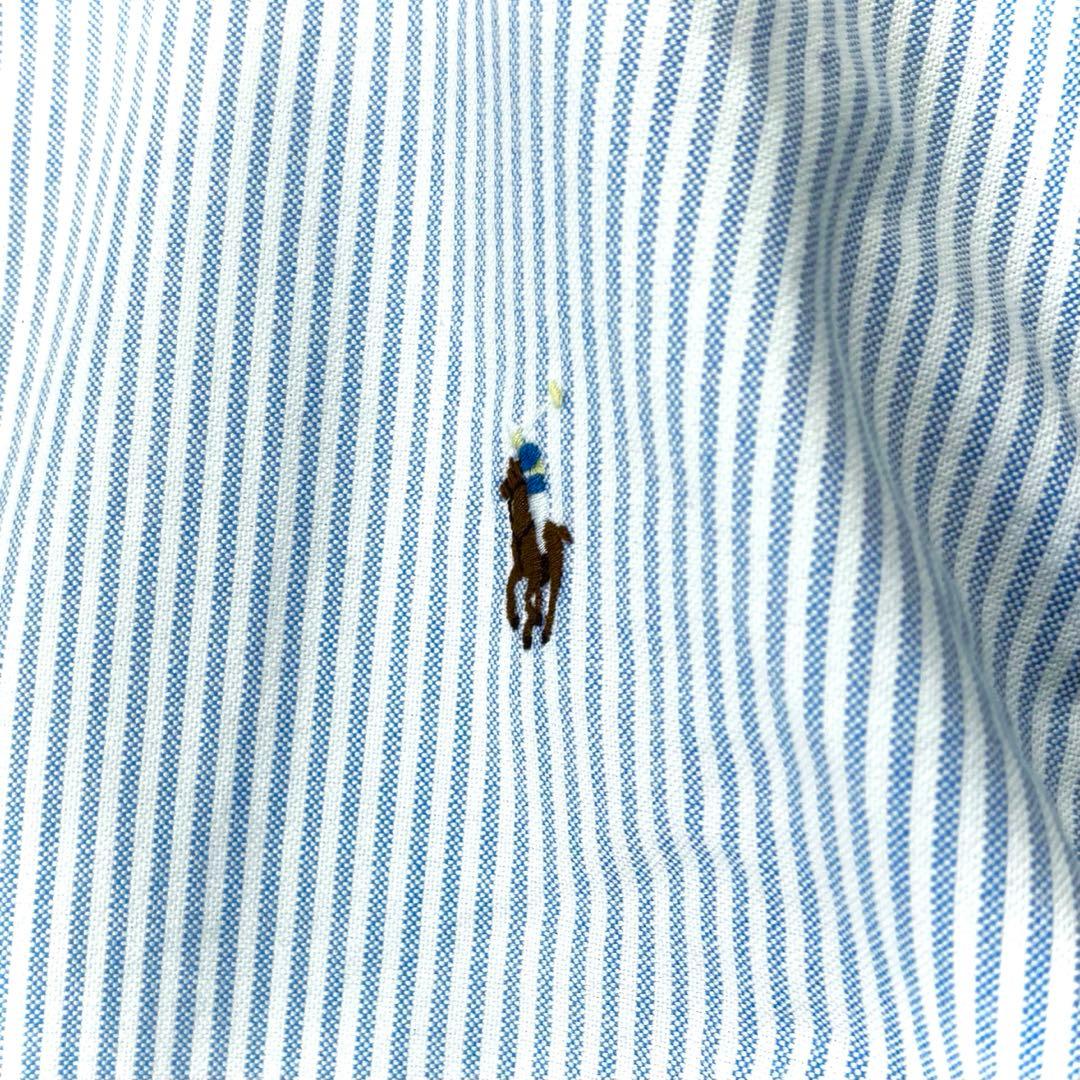 極美品　ポロラルフローレン　コットン　オックスフォードストライプシャツ　刺繍