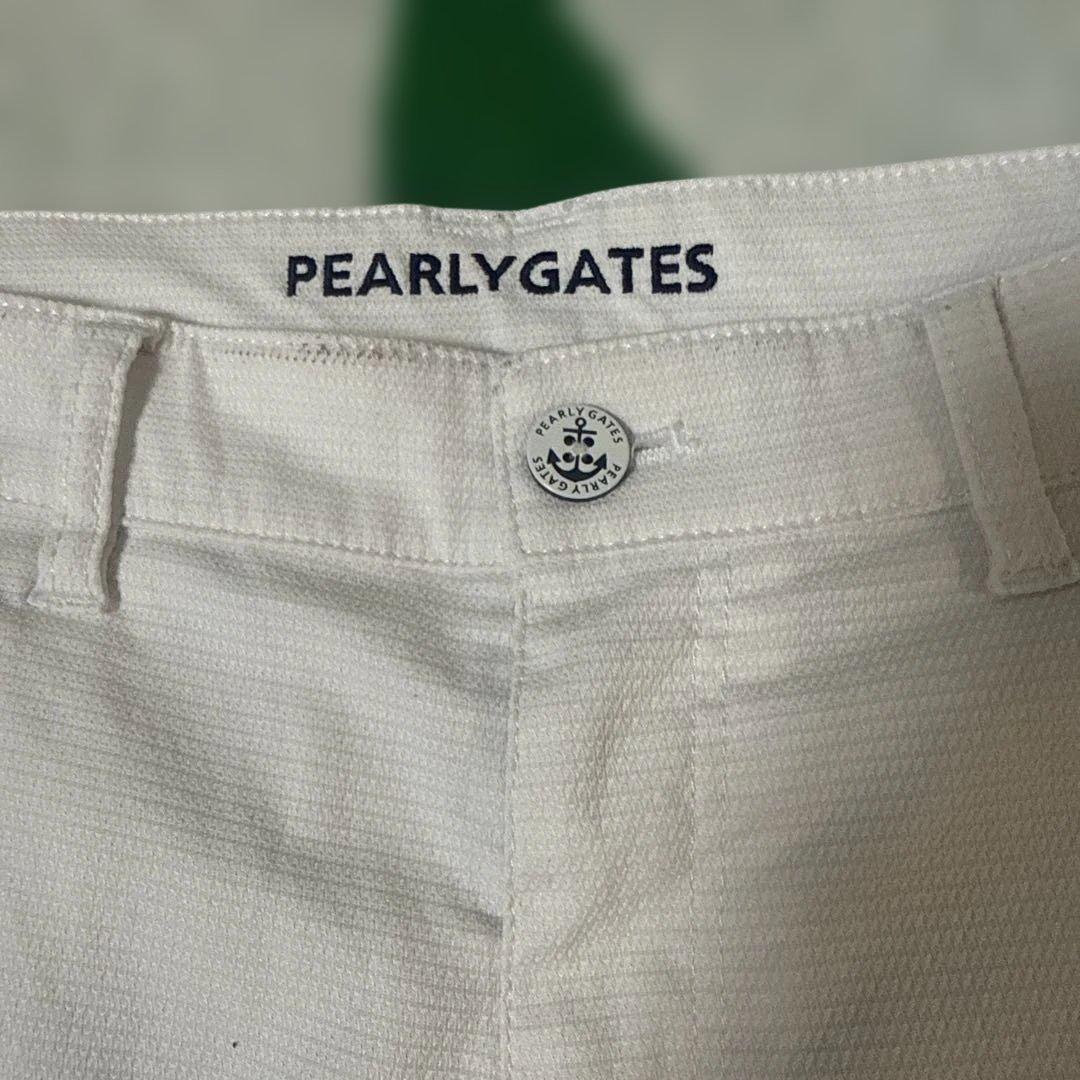 パーリーゲイツ パンツ 白 一部三つ編み イカリ刺繍ゴルフウェア