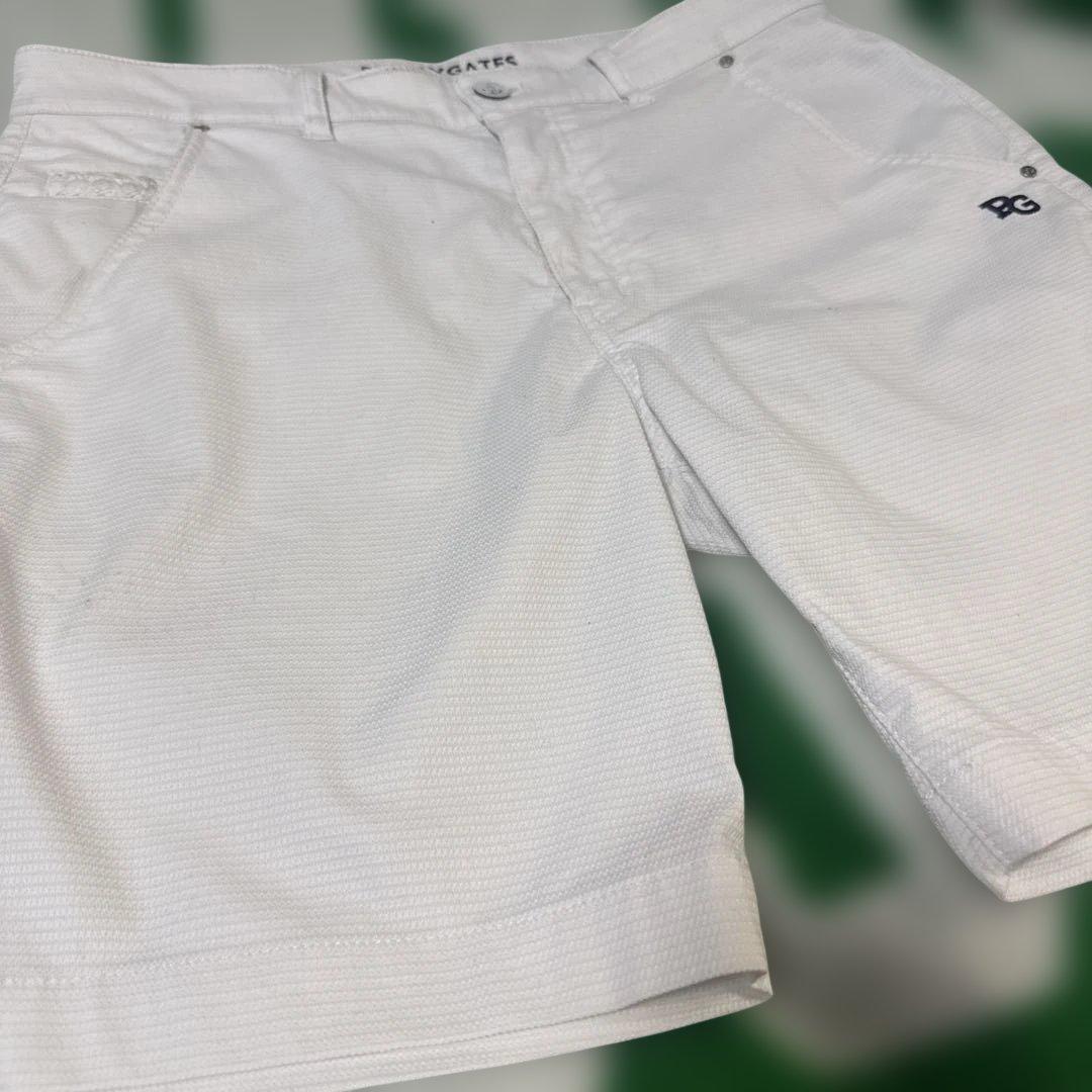 パーリーゲイツ パンツ 白 一部三つ編み イカリ刺繍ゴルフウェア
