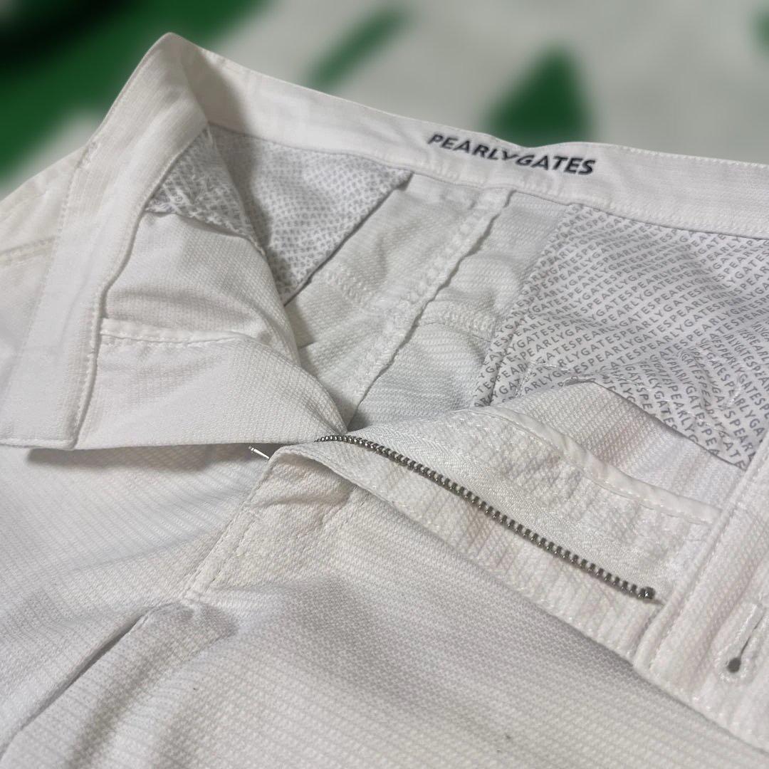 パーリーゲイツ パンツ 白 一部三つ編み イカリ刺繍ゴルフウェア