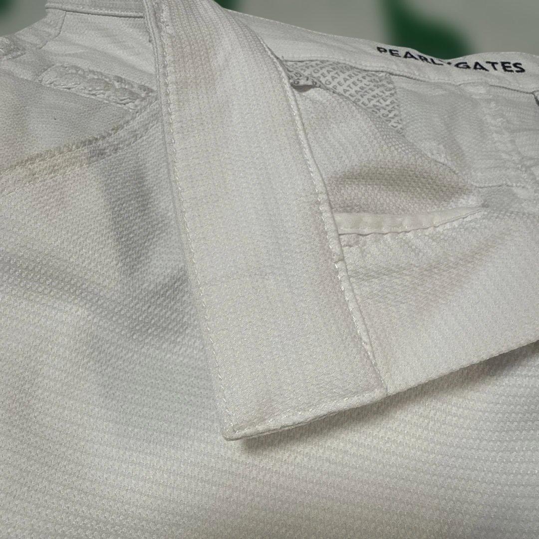 パーリーゲイツ パンツ 白 一部三つ編み イカリ刺繍ゴルフウェア