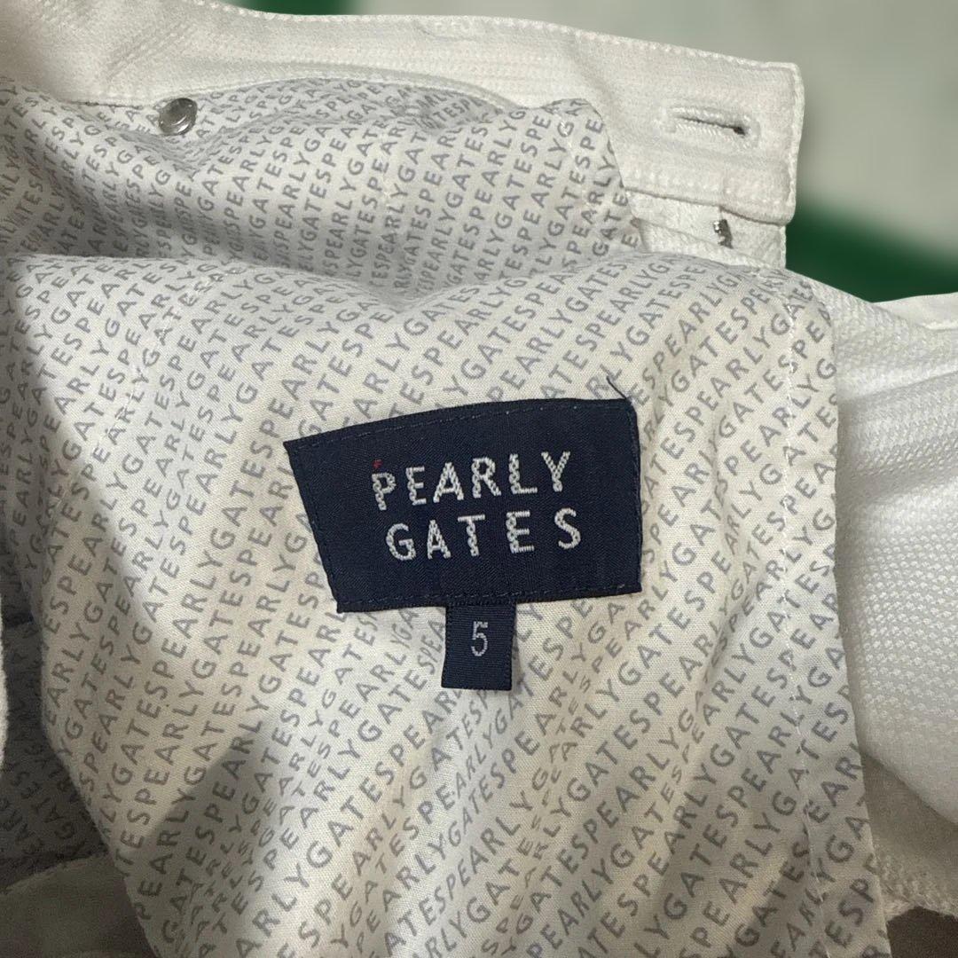 パーリーゲイツ パンツ 白 一部三つ編み イカリ刺繍ゴルフウェア