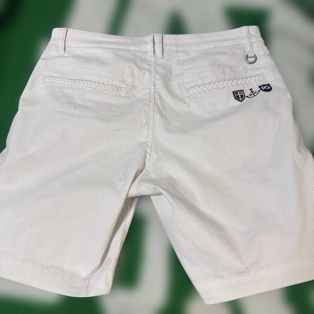 パーリーゲイツ パンツ 白 一部三つ編み イカリ刺繍ゴルフウェア