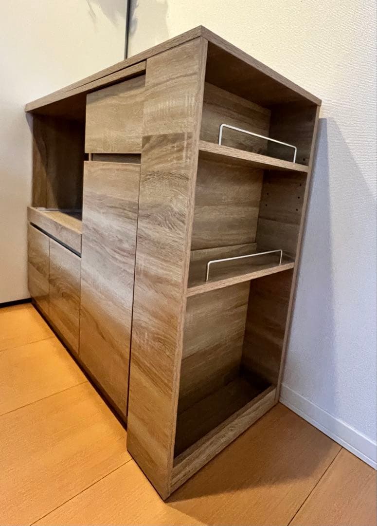 【トミー】調節できる、伸長式テーブル付キッチン収納