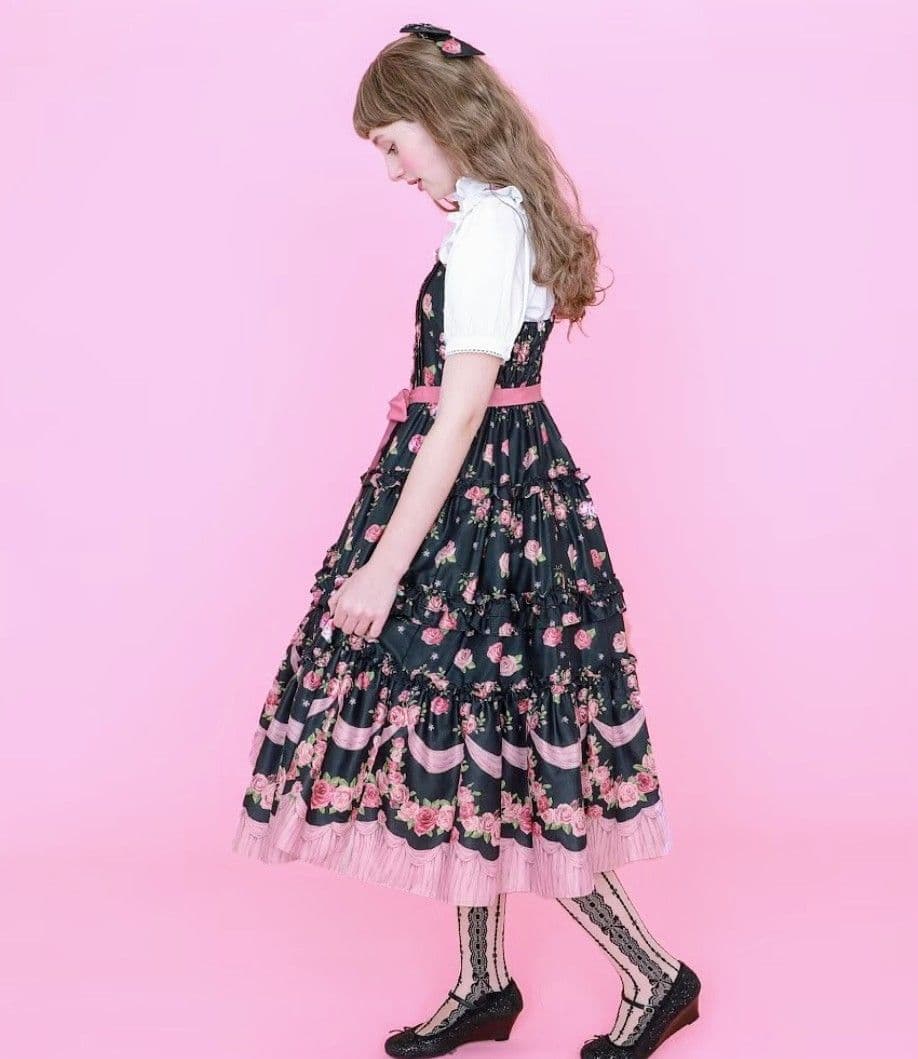 新品 フリルローズ柄キャミワンピース Emily Temple cute ドレス