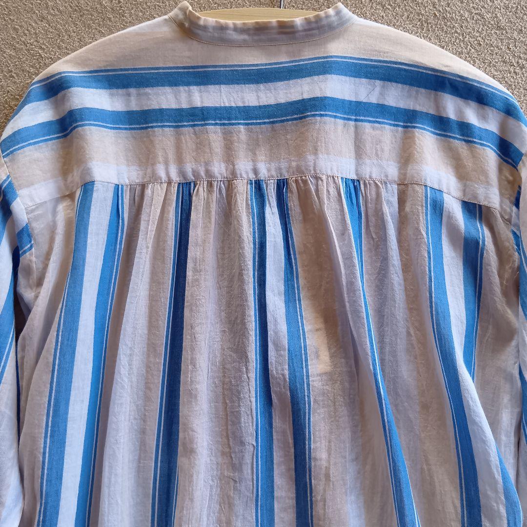 新品タグ付ꕤヌキテパ コットンボイルストライプクルタドレス ゆったりサイズ 38