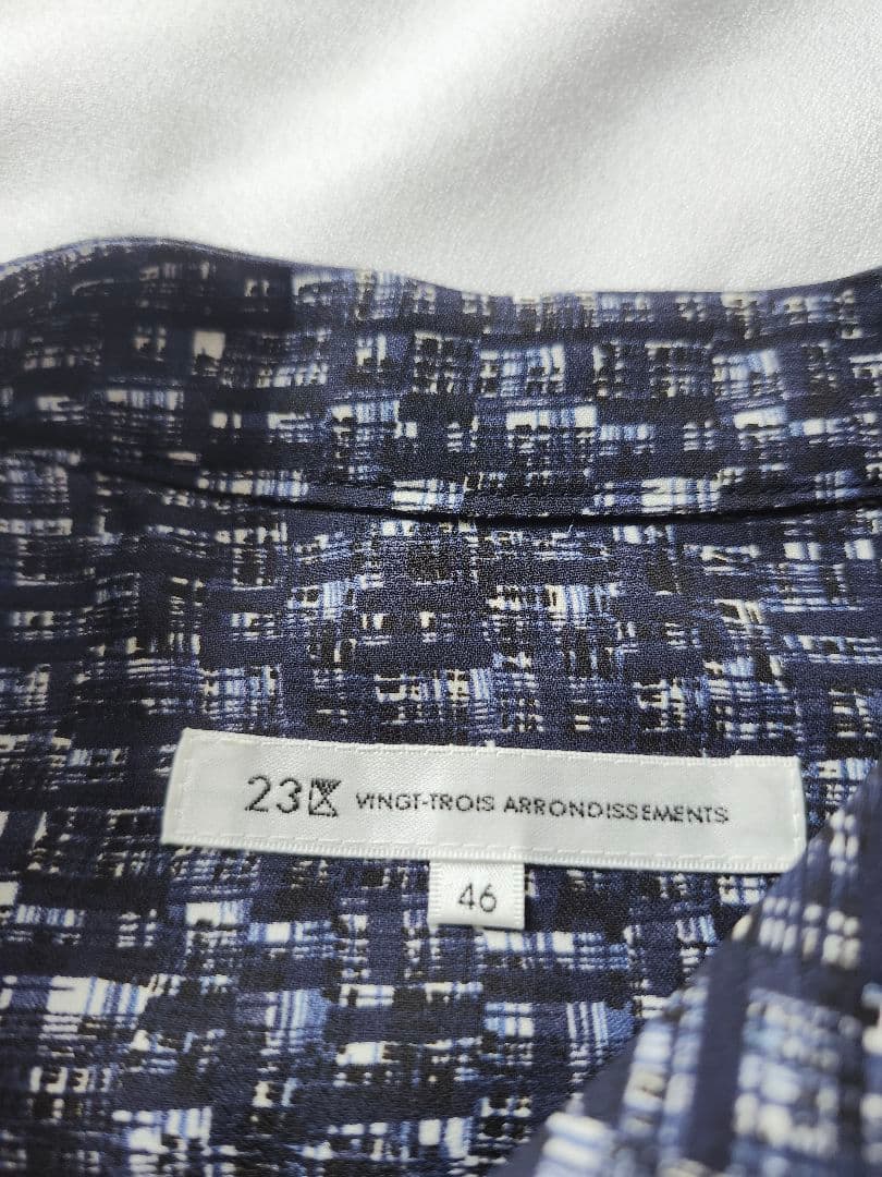 美品　23区　大きいサイズ　46 ツイーディープリントワンピース 洗える