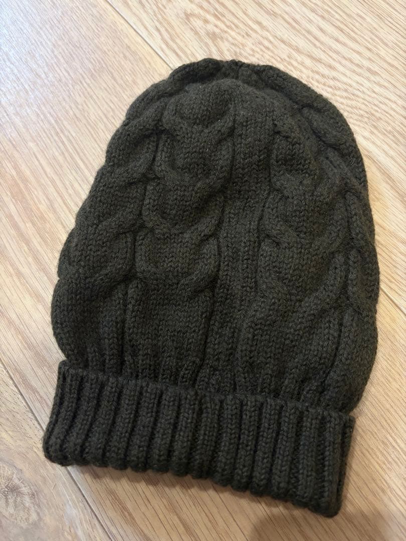 MONCLER ケーブル編みニット帽 Lサイズ ダークグリーン