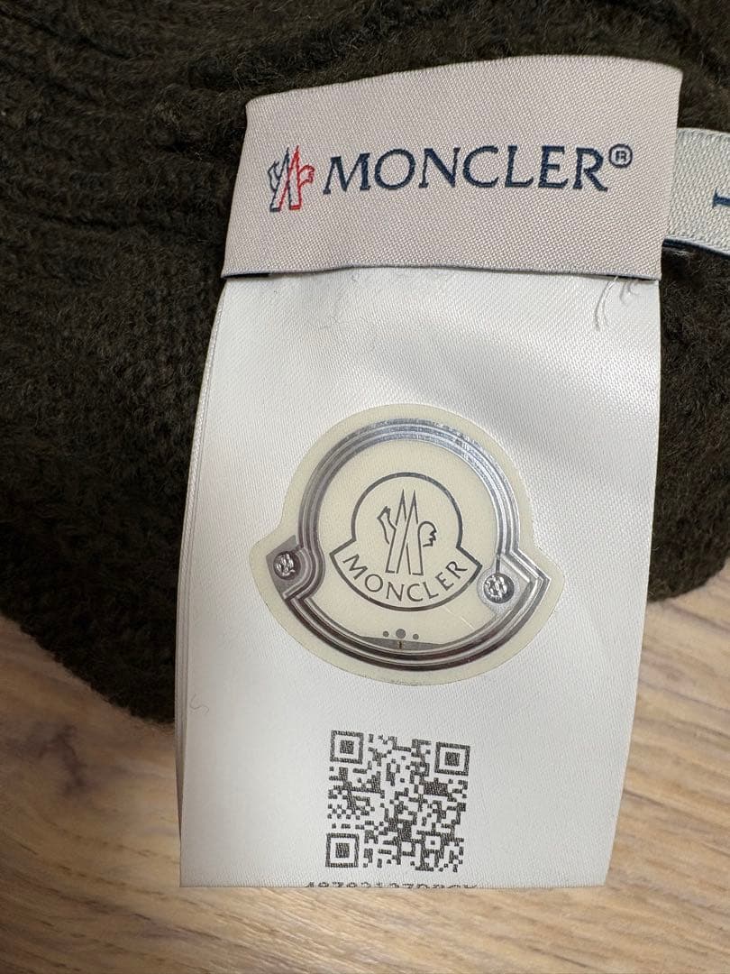 MONCLER ケーブル編みニット帽 Lサイズ ダークグリーン