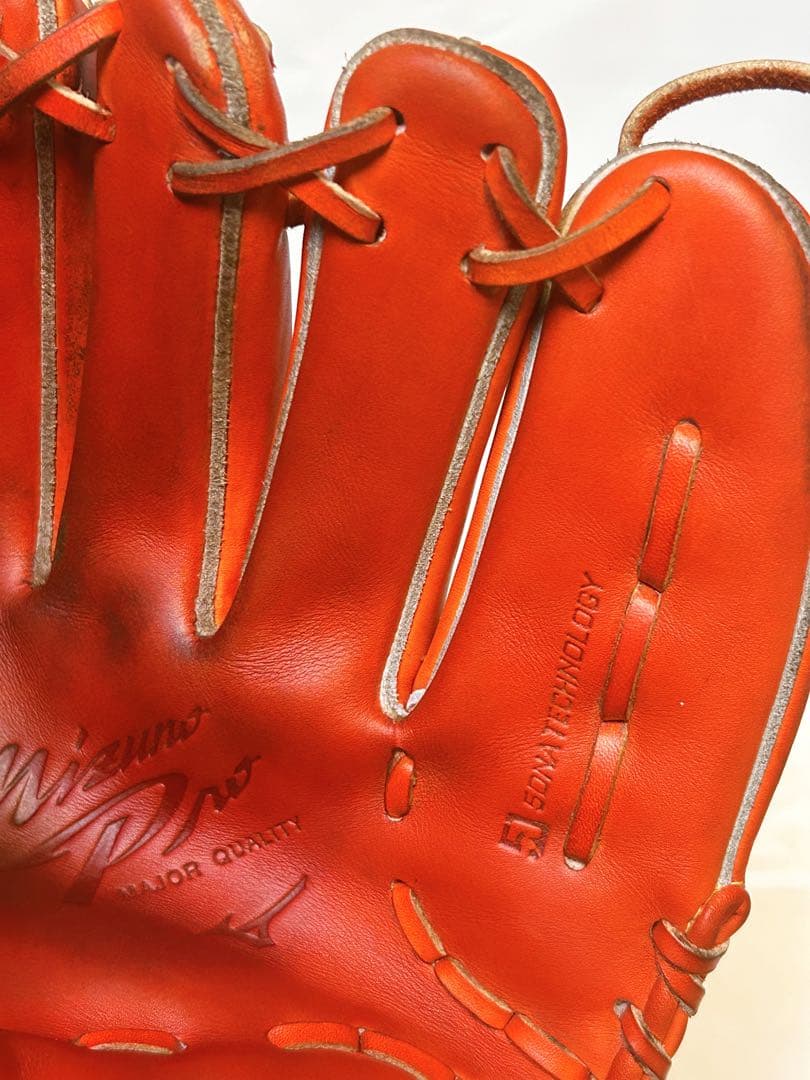 ★即戦力! ミズノプロ★硬式 投手用グローブ 赤オレンジ ピッチャー