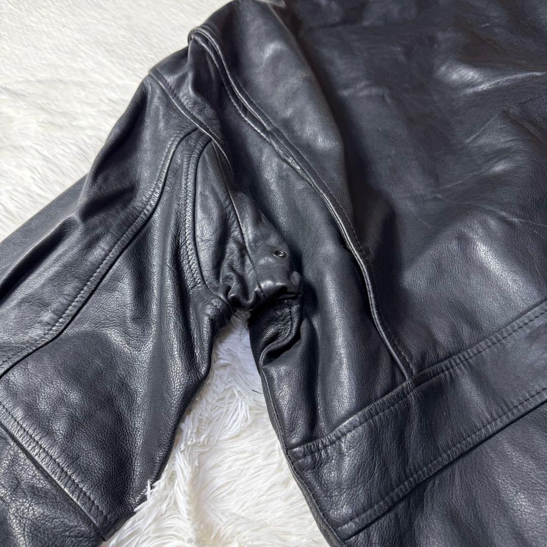 【ユーロ】90s A-2 ブラックレザー フライトジャケット XL 本革