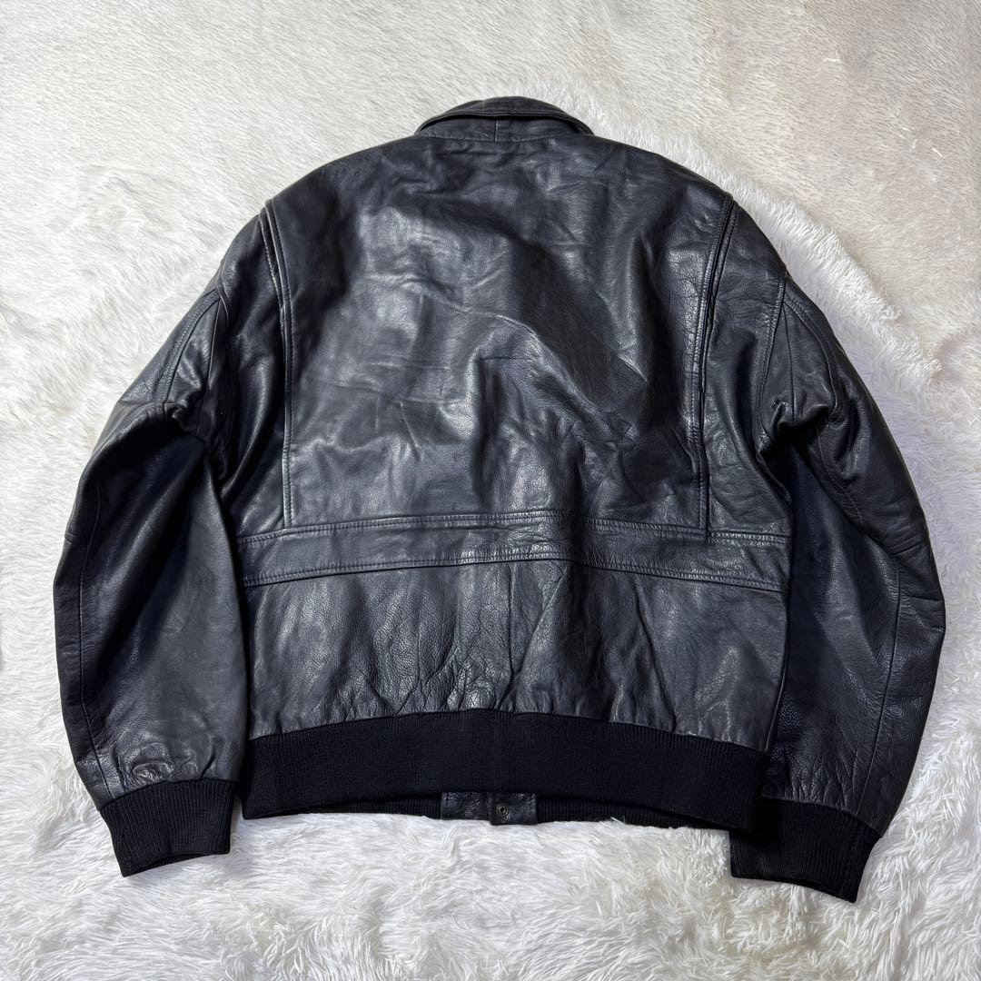 【ユーロ】90s A-2 ブラックレザー フライトジャケット XL 本革