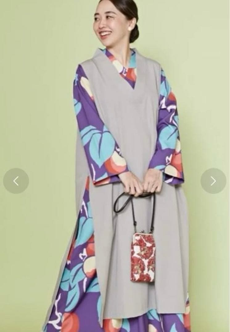倭物やカヤ＋NIPPON DNA 花時銘仙ワンピース 重ねワンピース　レイヤード