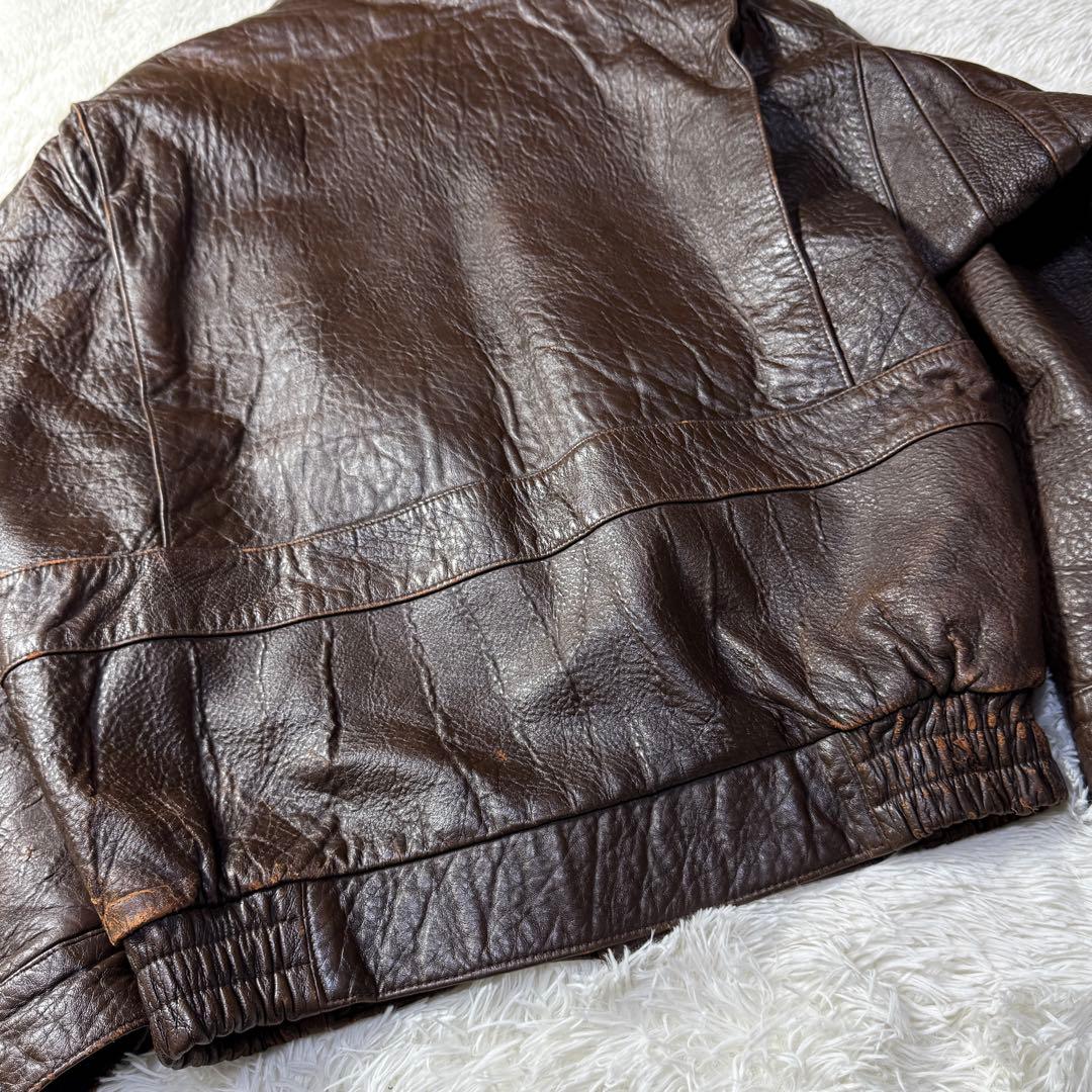 【90s】A-2 フライトレザージャケット ダークブラウン L ボアライナー付き