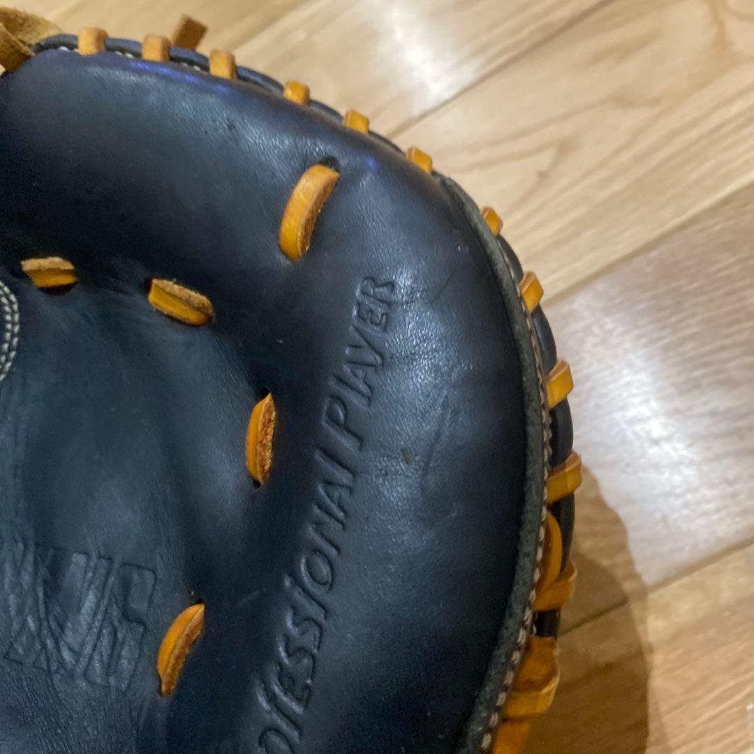 【美品】硬式用グローブ 黒/オレンジ　トレーニング