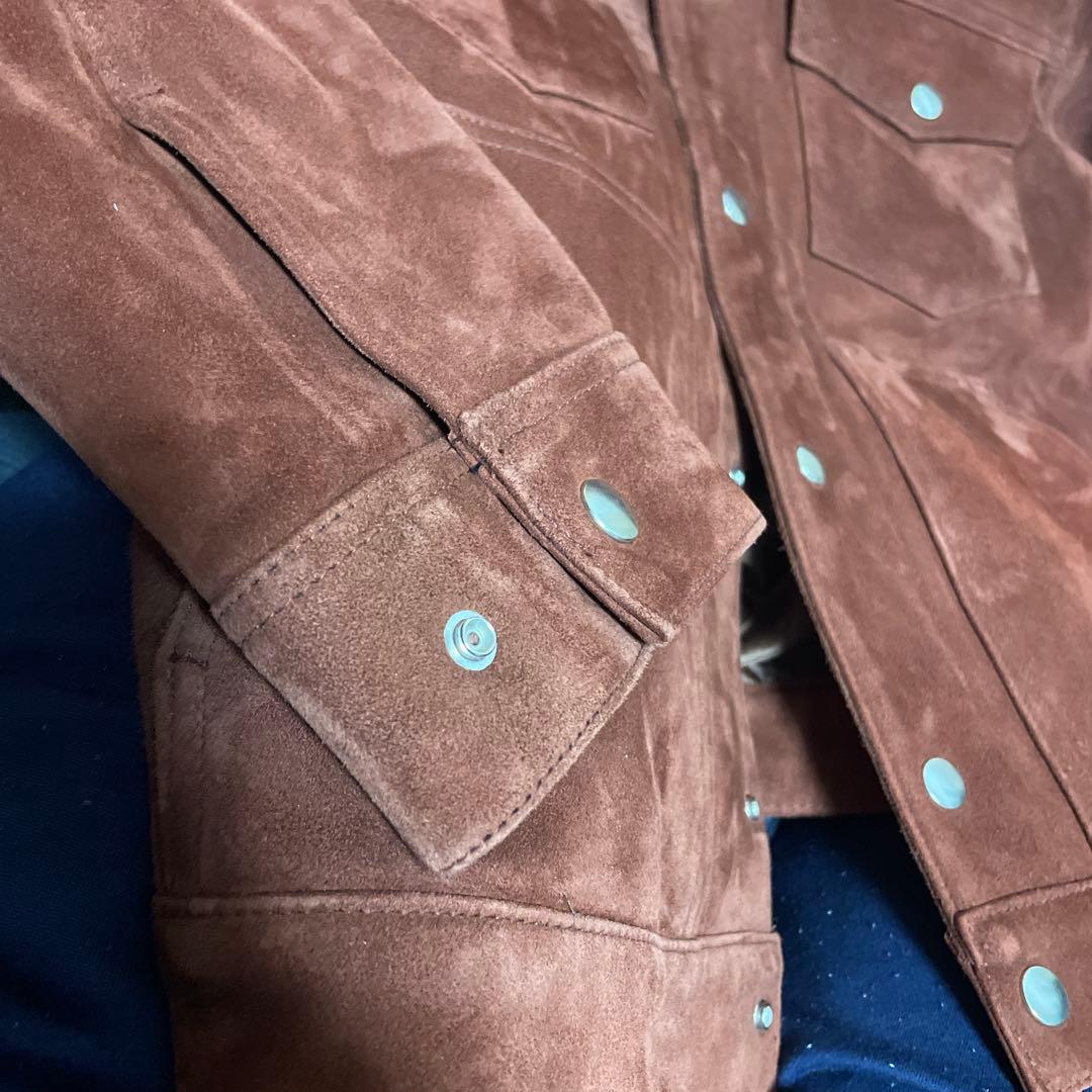 定価5万美品【ナノユニバース】本革ゴートスウェードレザートラッカージャケット M