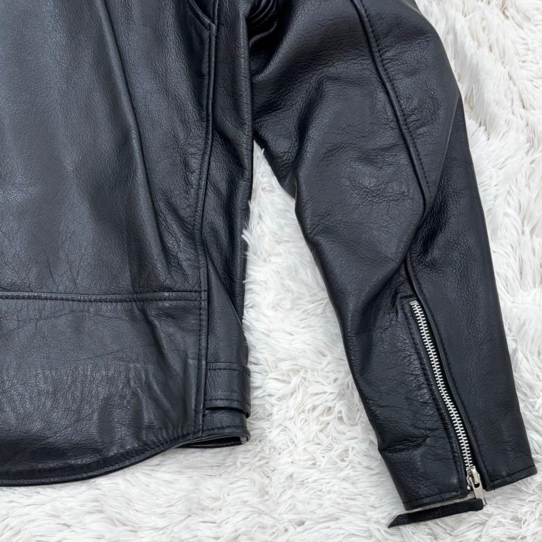 Rookie Leathers 水牛革 ダブルライダースジャケット 黒 ベルトL