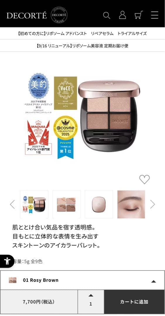 美品‼︎ コスメデコルテ　スキンシャドウ デザイニング パレット01