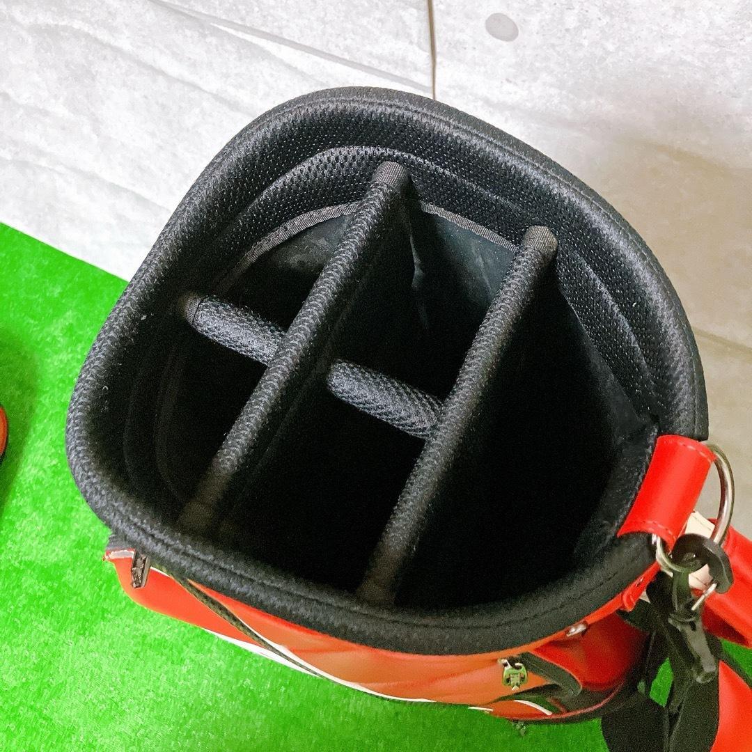 PING ゴルフ キャディバッグ レッド 9型 5分割 カート式 PUレザー