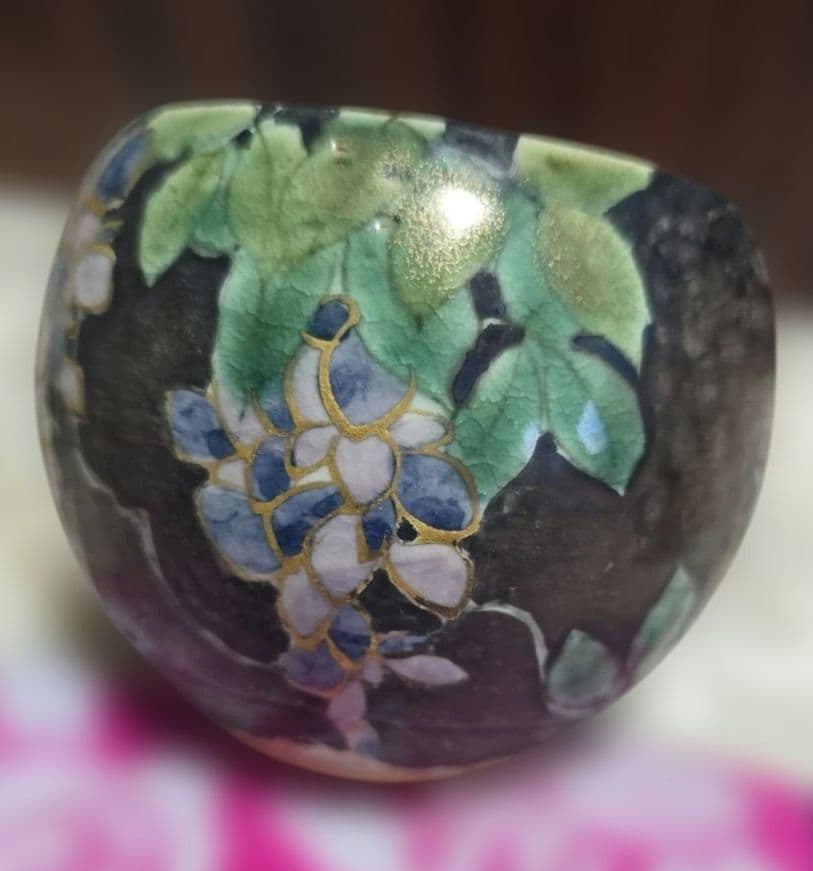 清水焼陶あん窯絵がわり玉湯のみ４客彩な花柄 湯飲みセット