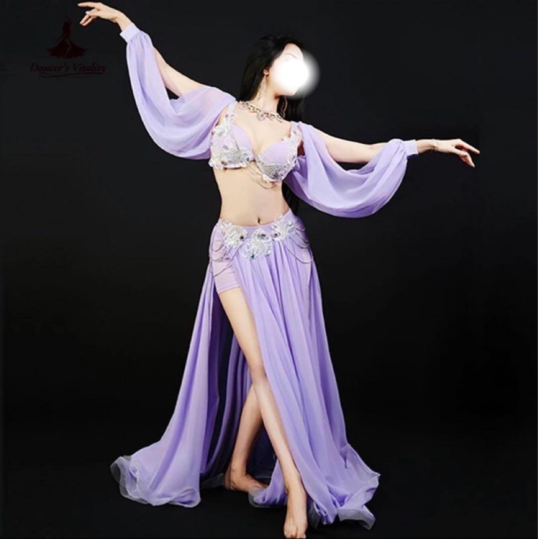 最大値引き！　袖あり　ベリーダンス　パープル　XXL