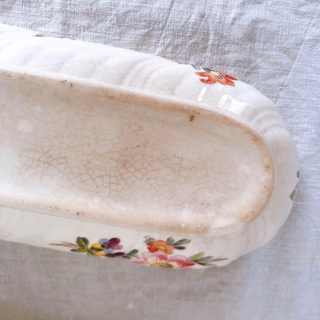 サルグミンヌ　陶器製　トゥースブラシケース　花柄　フランスアンティーク雑貨