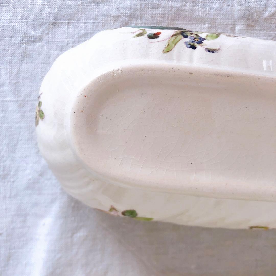 サルグミンヌ　陶器製　トゥースブラシケース　花柄　フランスアンティーク雑貨