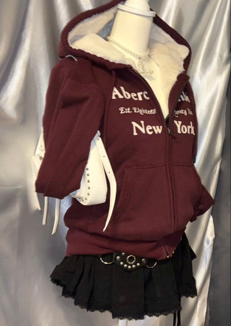 Abercrombie&Fitchレア ファーパーカーzip y2k グランジ