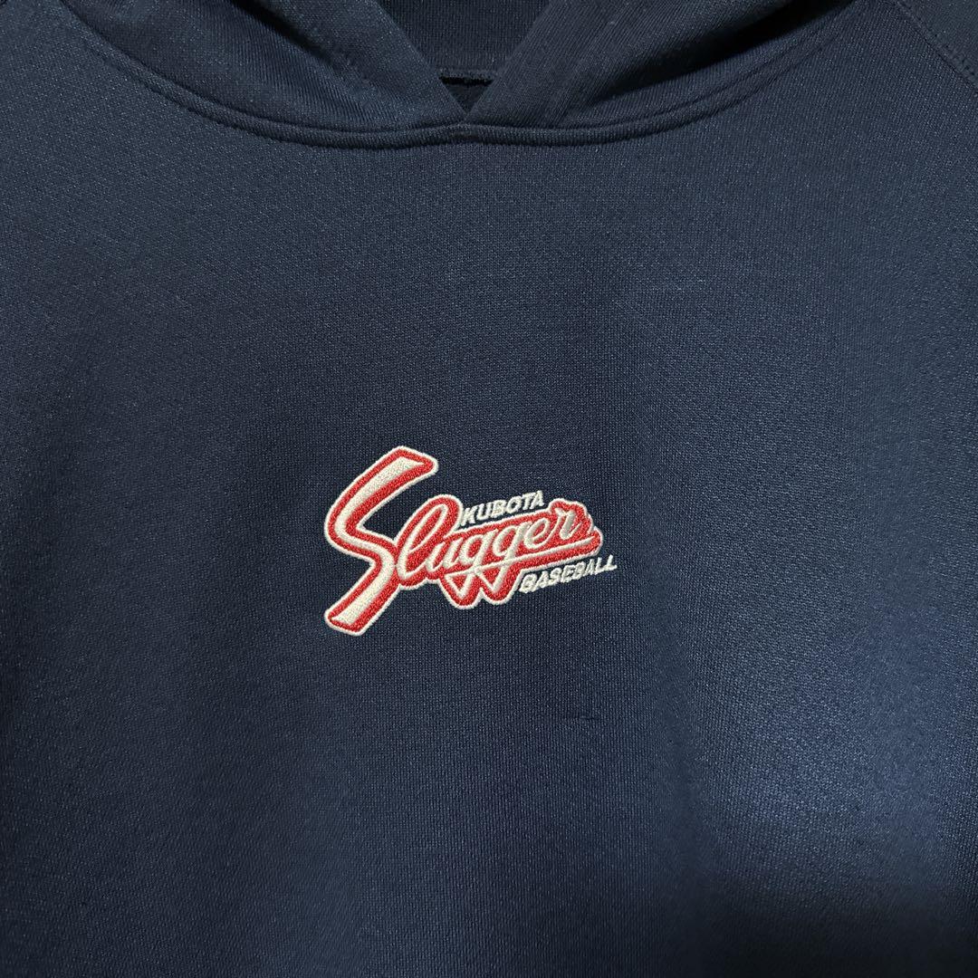 久保田スラッガー ロゴ刺繍 プルオーバー パーカー メンズ ネイビー ウェア