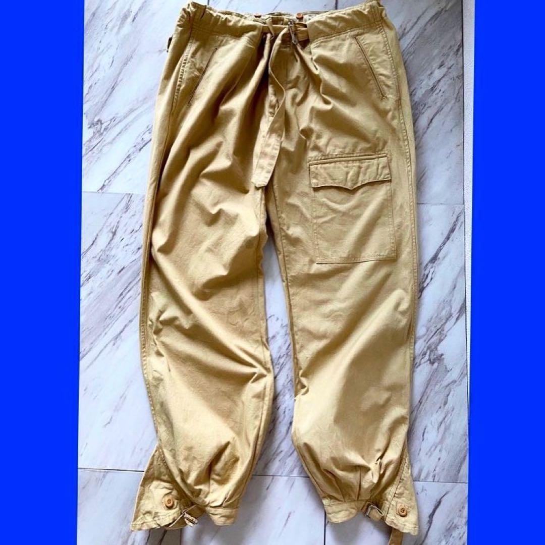 Euro vintage ヨーロッパ物 極太 薄黄色 バギーパンツ カーゴパンツ