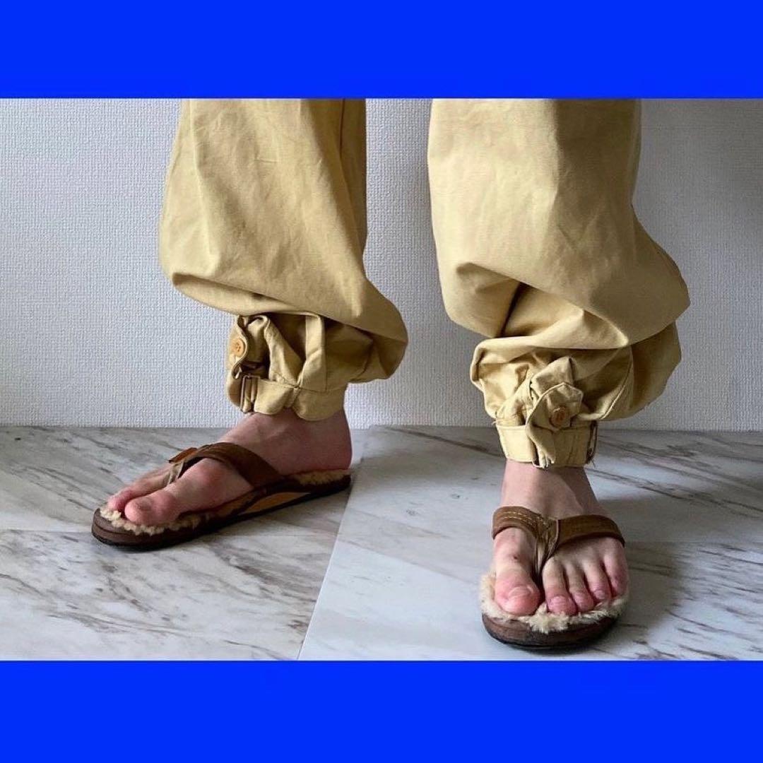 Euro vintage ヨーロッパ物 極太 薄黄色 バギーパンツ カーゴパンツ