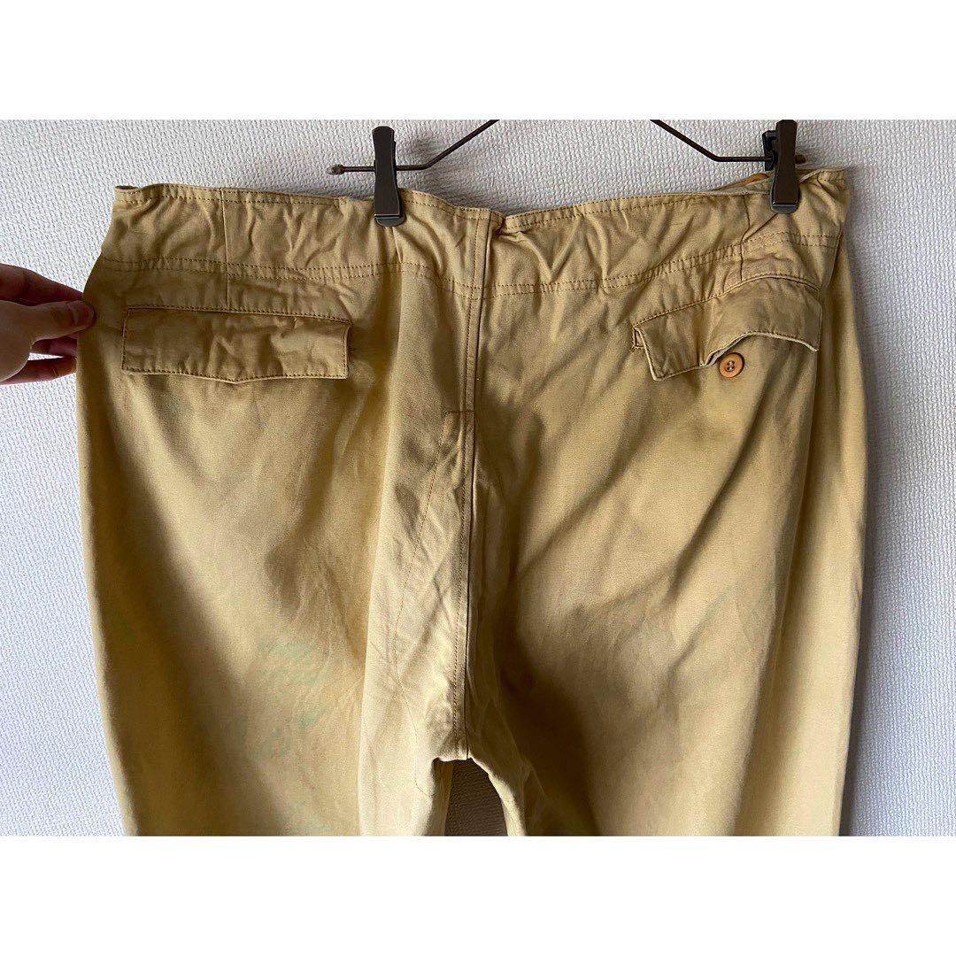 Euro vintage ヨーロッパ物 極太 薄黄色 バギーパンツ カーゴパンツ