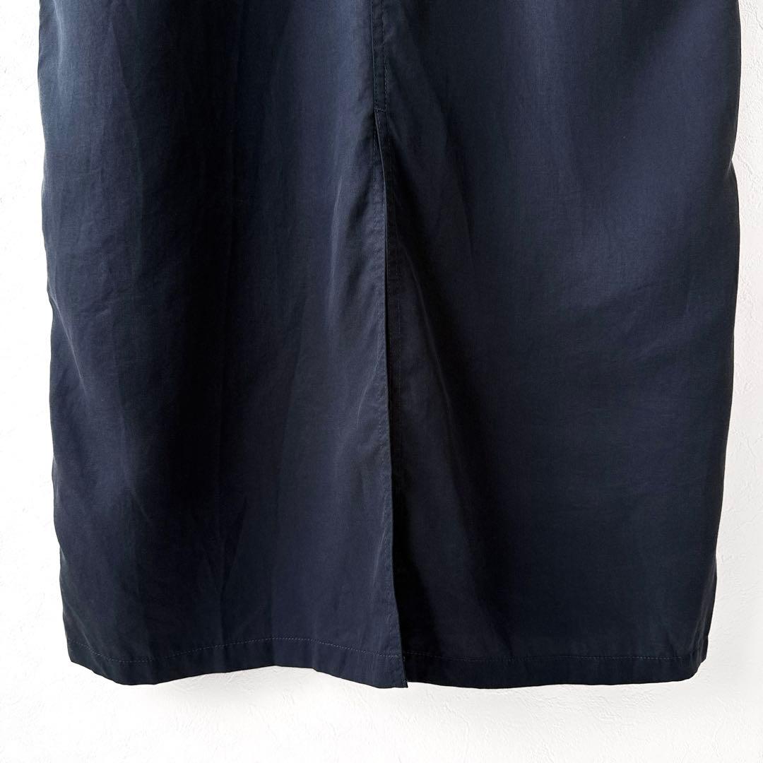 サロンアダムエロぺ リヨセルツイルフロントジップジャンパースカート 細見え 紺