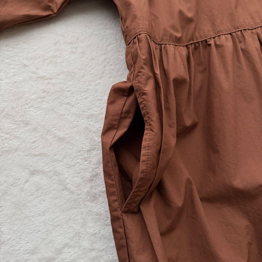 ICHI イチ ギャザー切り替え シャツワンピース ゆったり コットン 綿100