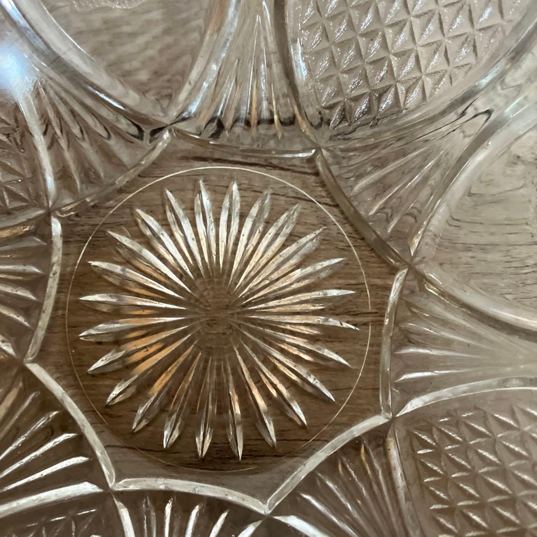 D-4 【昭和レトロ】バラ紋様 プレスガラス 小鉢 5個セット（デザートボウル）