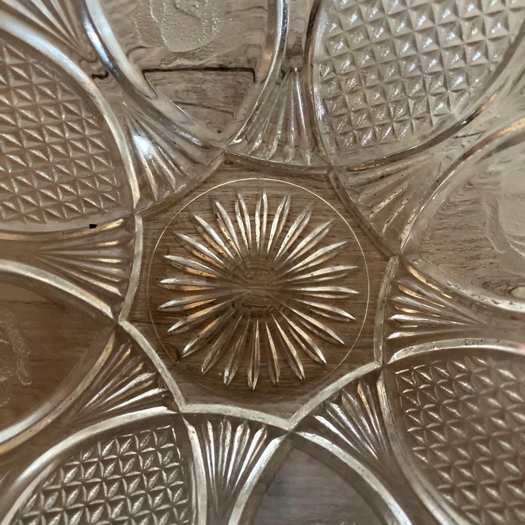 D-4 【昭和レトロ】バラ紋様 プレスガラス 小鉢 5個セット（デザートボウル）