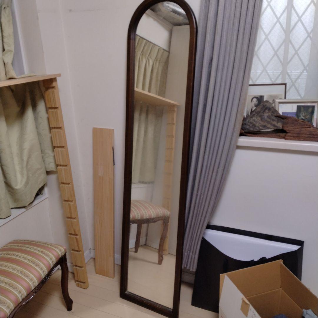 木製ブラウンスタンドミラー 約160cm