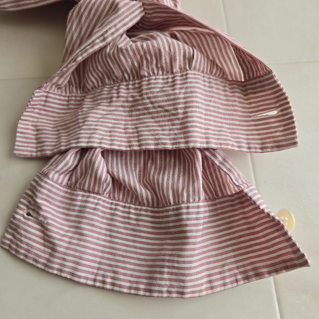 MARGARET HOWELL コットンシルク ストライプ バンドカラーシャツ