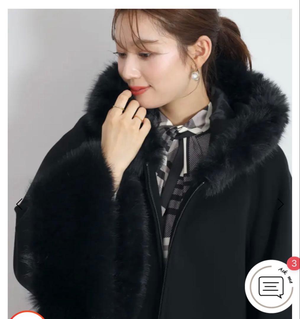 FENNEL 黒 フード付きケープコート